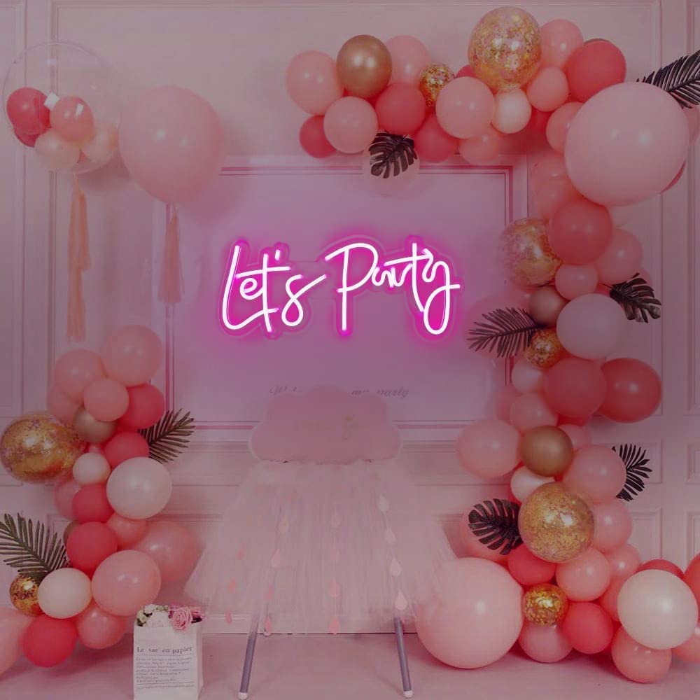 Neon Party Sign - LED Wall Decor for Home, Restaurants, Weddings, Birthdays, Bars - 12x24 inches