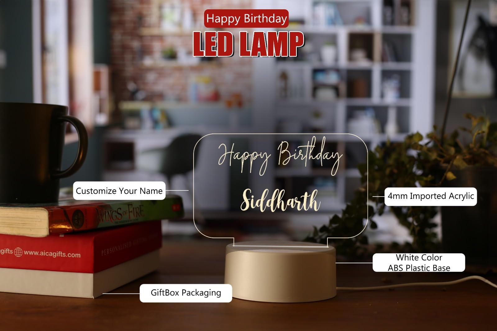 Custom LED Happy Birthday Acrylic Lamp | Personalized USB Night Light