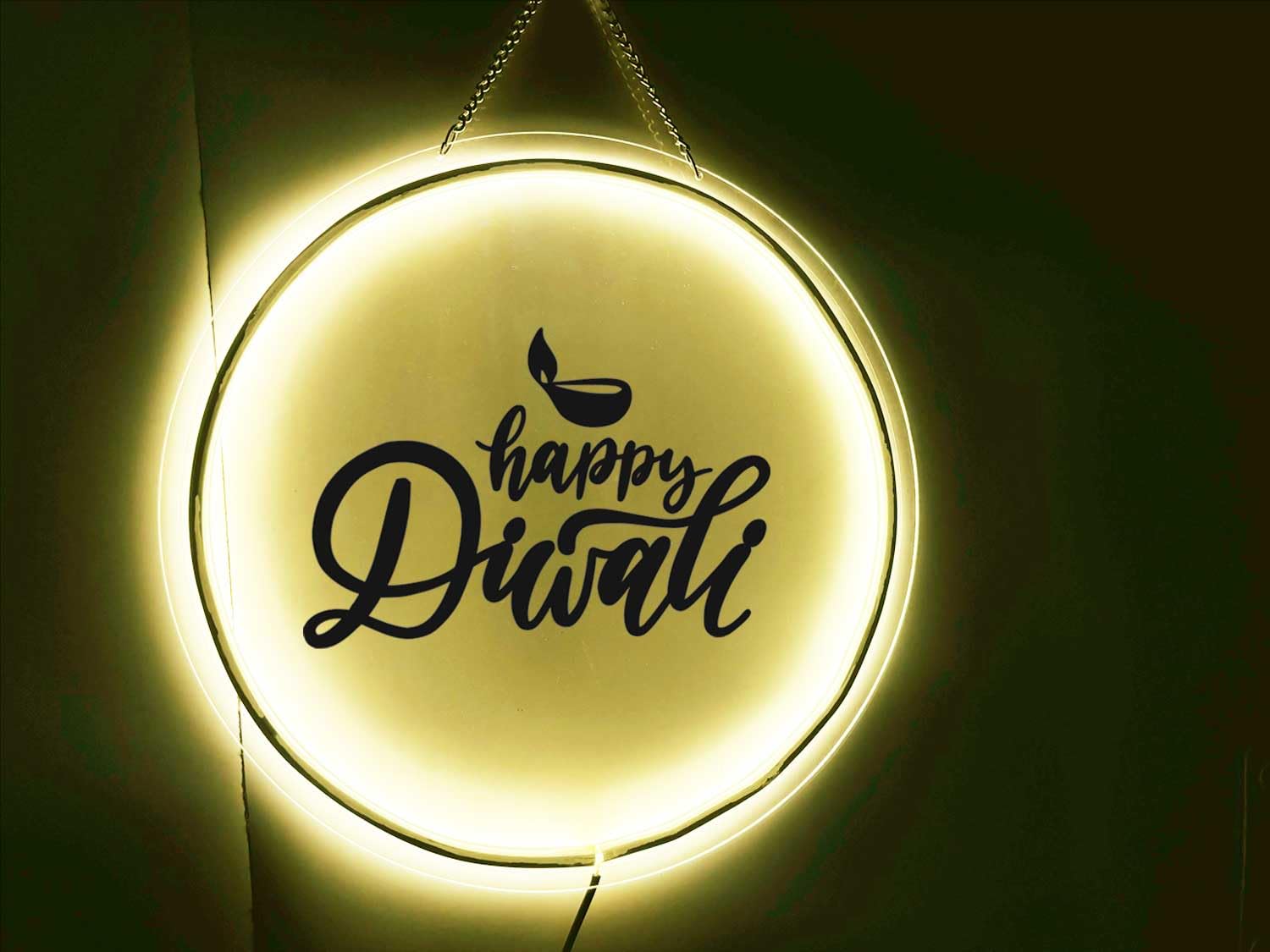 Festive Diwali LED Neon Ring Light (12x12 Inches)