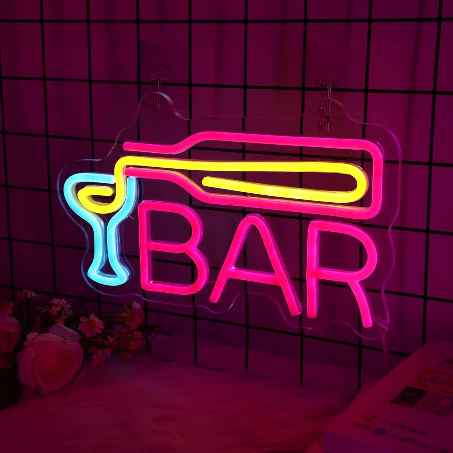 Neon-Style LED Bar Sign - Multi-Colored, 7.9x11.8 Inches