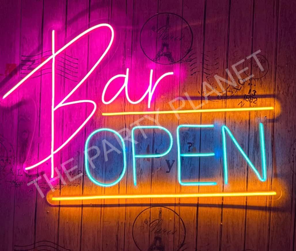 Open Bar LED Neon Light (14" x 10") - Home, Restaurants, Events