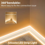 16.4ft LED Neon Strip Rope Lights, Flat Silicone, Cuttable, IP65 Waterproof, Warm White
