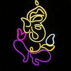 Ganesh Deity Neon Light | Temple Decor | Living Room Wall Art | Multicolour LED Light (12 X 18 Inches)