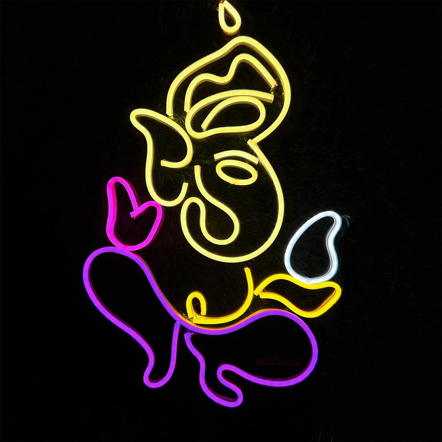 Ganesh Deity Neon Light | Temple Decor | Living Room Wall Art | Multicolour LED Light (12 X 18 Inches)