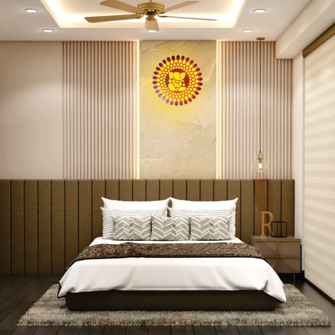 Small LED Mandala Wall Light - Handcrafted Decor for Home or Office (MDF)