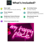 Pink LED Neon Room Light 28x40cm Wall Mount Board