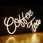 LED Coffee & Tea Bar Neon Sign - 16.9 x 9.6 inches - Warm White Lights - Coffee Station, Restaurants, Home Decor