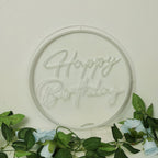 Cold White LED Happy Birthday Neon Sign - Party Decor for Kids Room, Living Room, Bar, Hotel