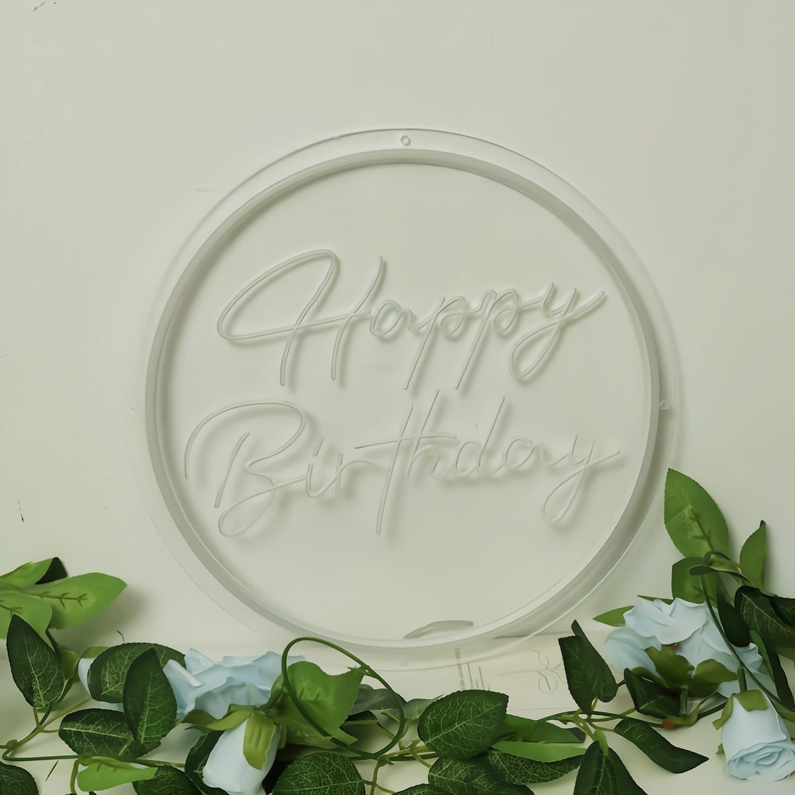 Cold White LED Happy Birthday Neon Sign - Party Decor for Kids Room, Living Room, Bar, Hotel