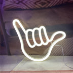 Finger Shape LED Neon Light - USB/Battery, Home Decor, Bedroom, Bar, Restaurant, Christmas, Birthday, Party, Gift - Wall Art Light - White