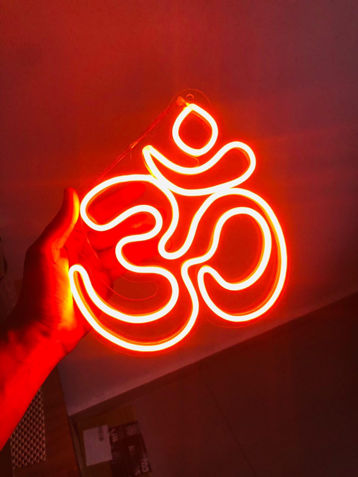 Orange LED Neon Wall Light - 8"x9" - Home Decor, Diwali Gift