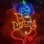 18X24 Inches Ganesh Ji Neon LED Light - Decorative Glass Tube Sign for Living Room, Bedroom, Party, Restaurant