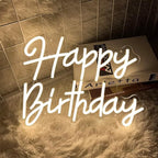 Dimmable Warm White LED Happy Birthday Neon Sign (15X10X1 CM)