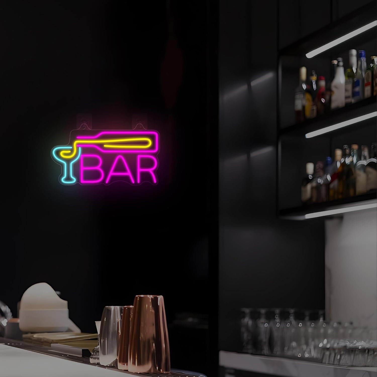 Neon-Style LED Bar Sign - Multi-Colored, 7.9x11.8 Inches