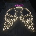 Red Neon Wings LED Light - 18" x 12" - for Room, Party, Bar - Brightness Controller