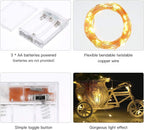 3M Waterproof Copper Wire Fairy Lights, Battery-Powered with 30 Warm White LEDs for Holidays & Decor (1 Pack)