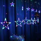 Multicolor LED Star Curtain Light (138 LEDs, 8 Modes, Corded, Plastic)