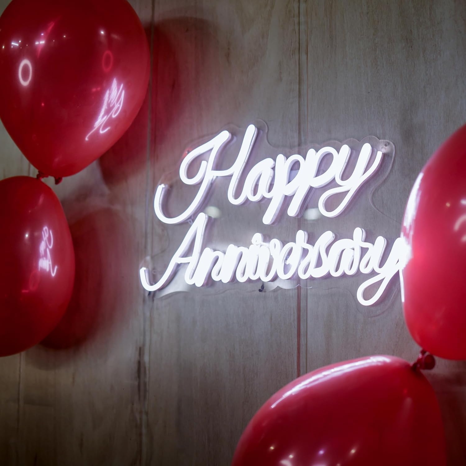 LED Anniversary Neon Light - 12" x 18" White - Wedding, Gifts, Wall Decor