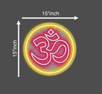 Red Circle OM Neon Light - 15" x 15" - Ideal Home Decor Gift