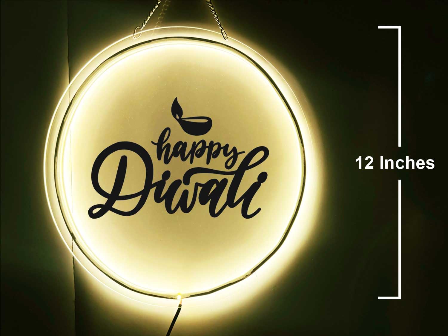 Festive Diwali LED Neon Ring Light (12x12 Inches)