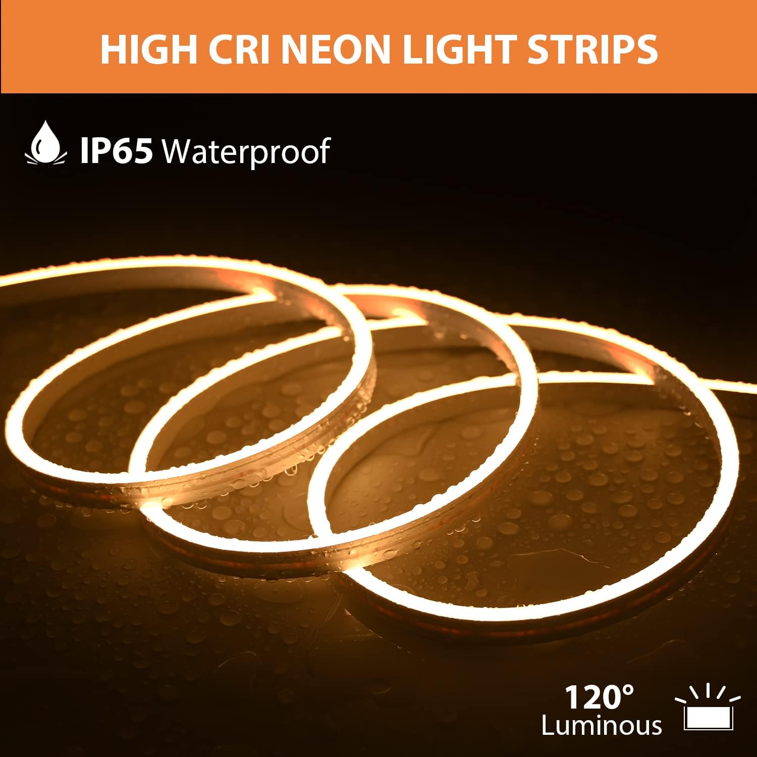 5m Waterproof LED Neon Strip Light - Customizable Name - Indoor/Outdoor/Gaming - Warm White