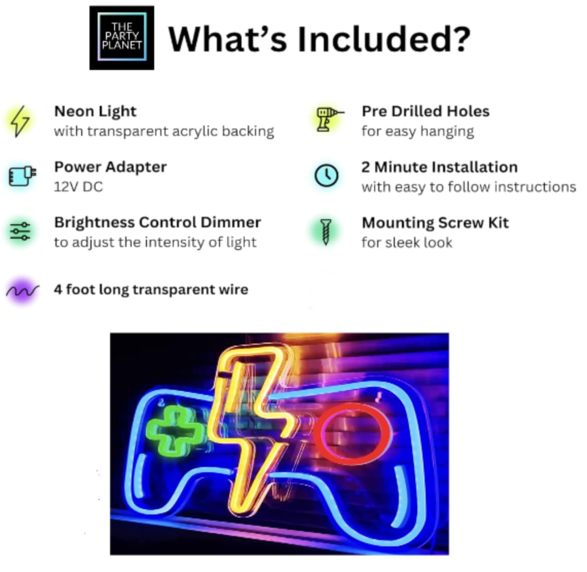 16x9 Inch Gaming LED Neon Sign - Wall Decor Gamepad - Cool Teen Boys Bedroom Decoration - Gamer Room Accessory