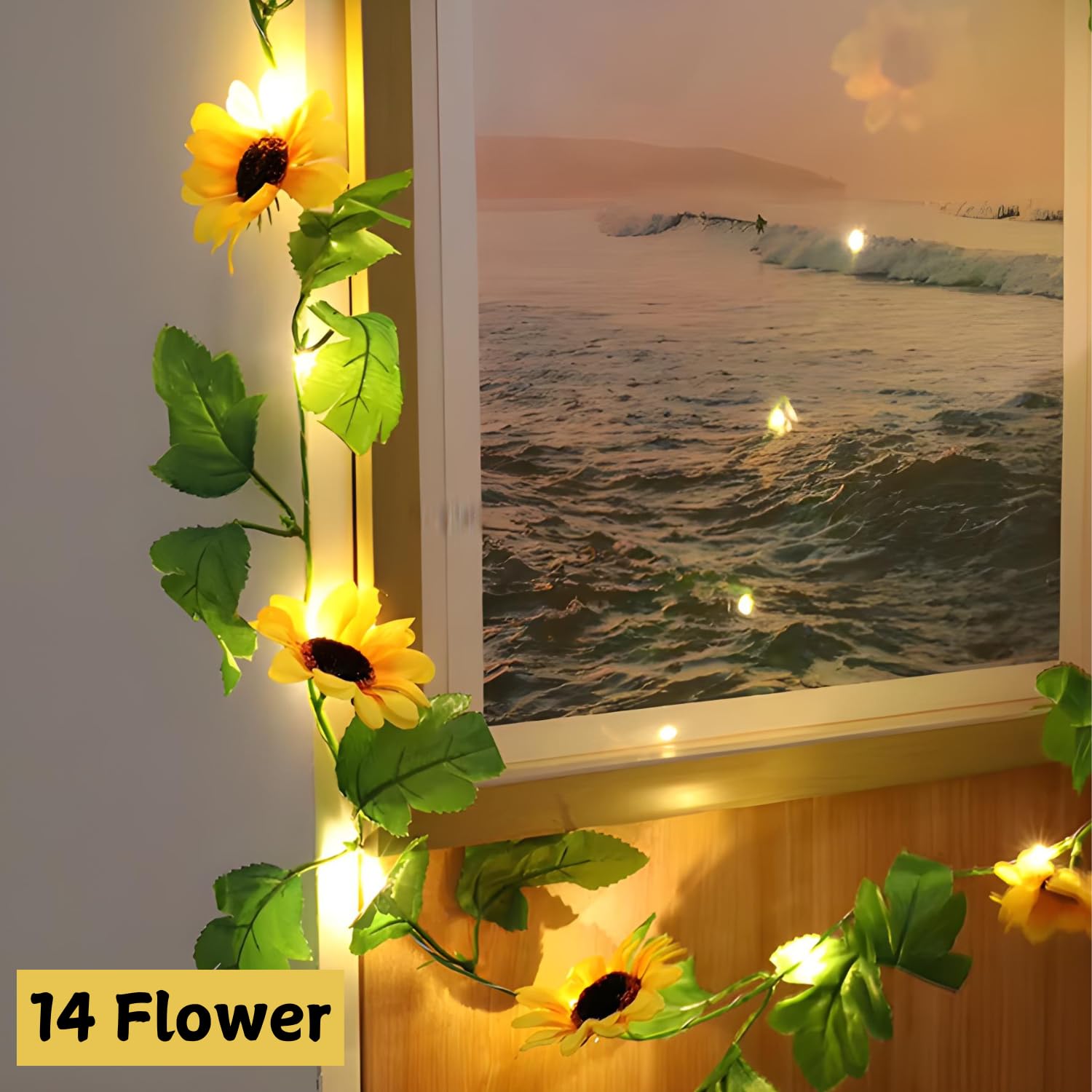 3M Waterproof Copper Wire Sunflower Fairy Lights, USB-Powered, 30 Warm White LEDs - Ideal for Holidays & Decor (Warm White)