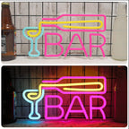 Neon-Style LED Bar Sign - Multi-Colored, 7.9x11.8 Inches