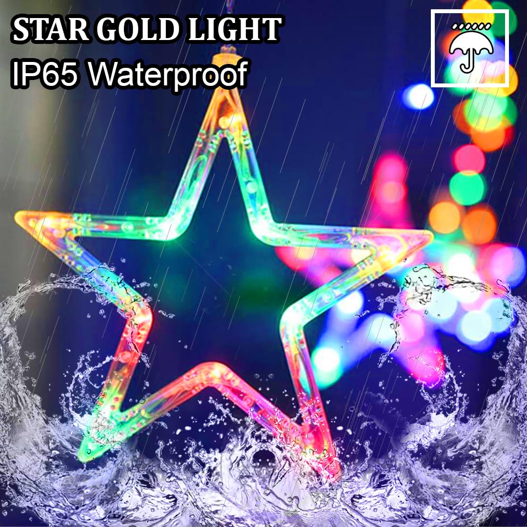 Multicolor LED Star Curtain Light (138 LEDs, 8 Modes, Corded, Plastic)