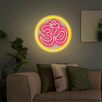 Red Circle OM Neon Light - 15" x 15" - Ideal Home Decor Gift