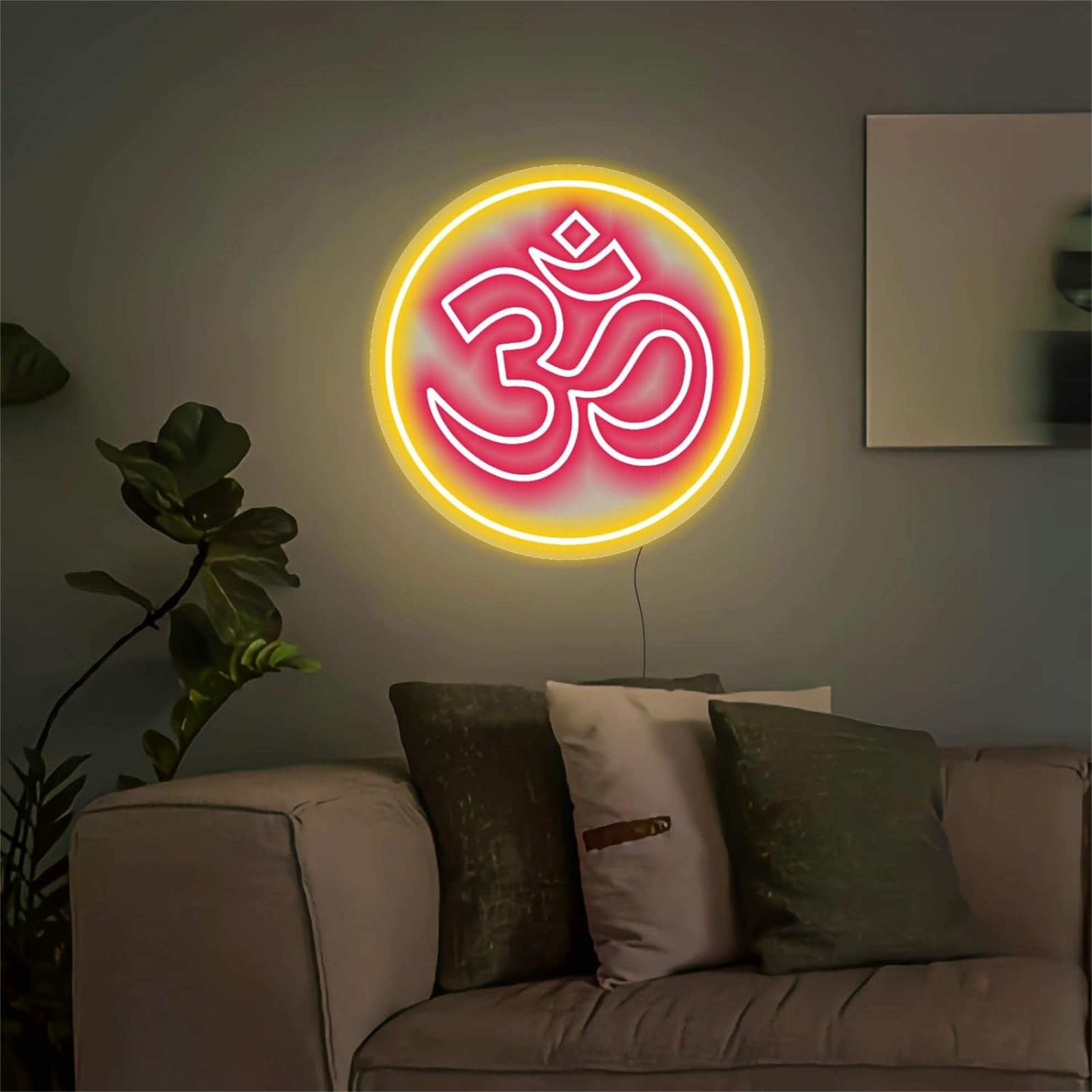 Red Circle OM Neon Light - 15" x 15" - Ideal Home Decor Gift