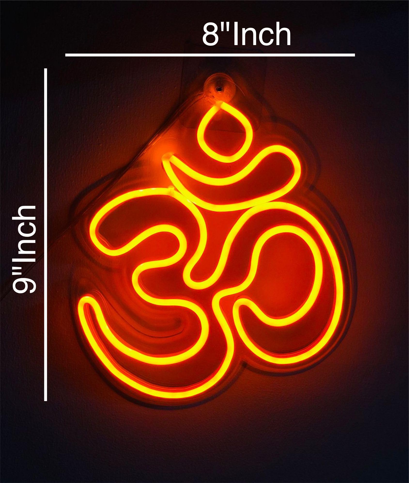 Orange LED Neon Wall Light - 8"x9" - Home Decor, Diwali Gift