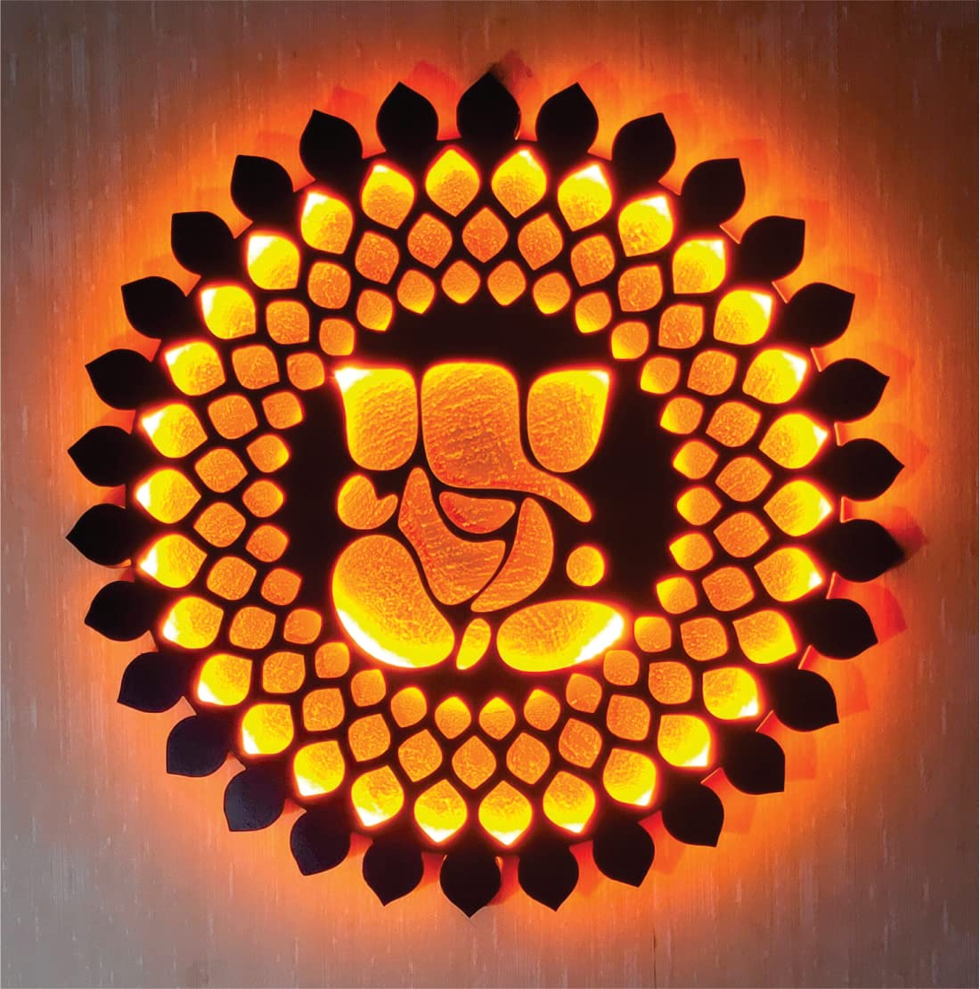 Small LED Mandala Wall Light - Handcrafted Decor for Home or Office (MDF)