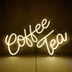 LED Coffee & Tea Bar Neon Sign - 16.9 x 9.6 inches - Warm White Lights - Coffee Station, Restaurants, Home Decor
