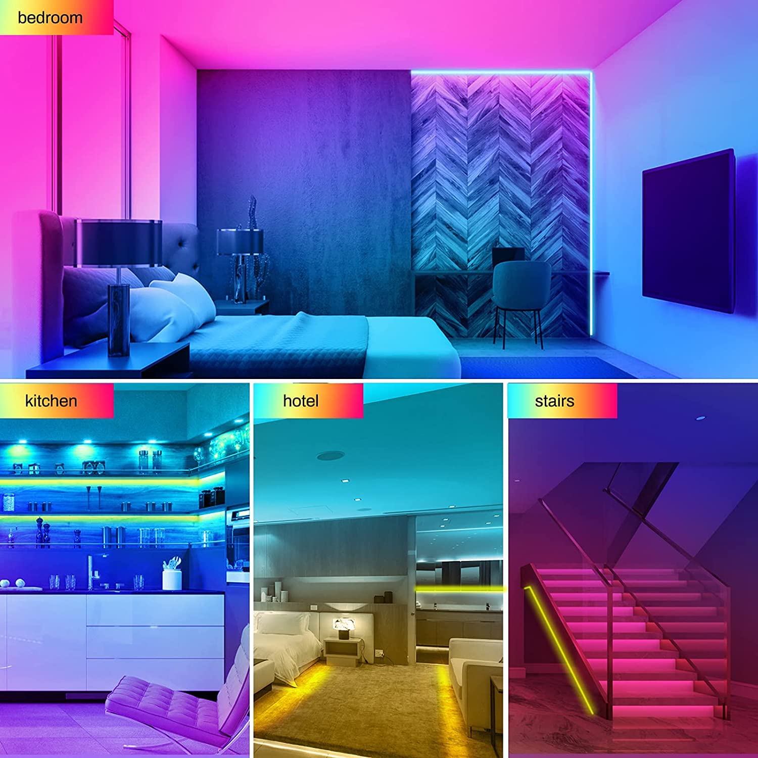 10m RGB LED Strip Lights - Music Sync, Alexa & Google Compatible, Remote Controlled - 600 LEDs Waterproof Smart Lighting - Multicolor for Home, Bedroom, PC