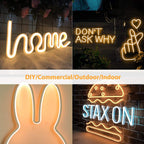 16.4ft LED Neon Strip Rope Lights, Flat Silicone, Cuttable, IP65 Waterproof, Warm White
