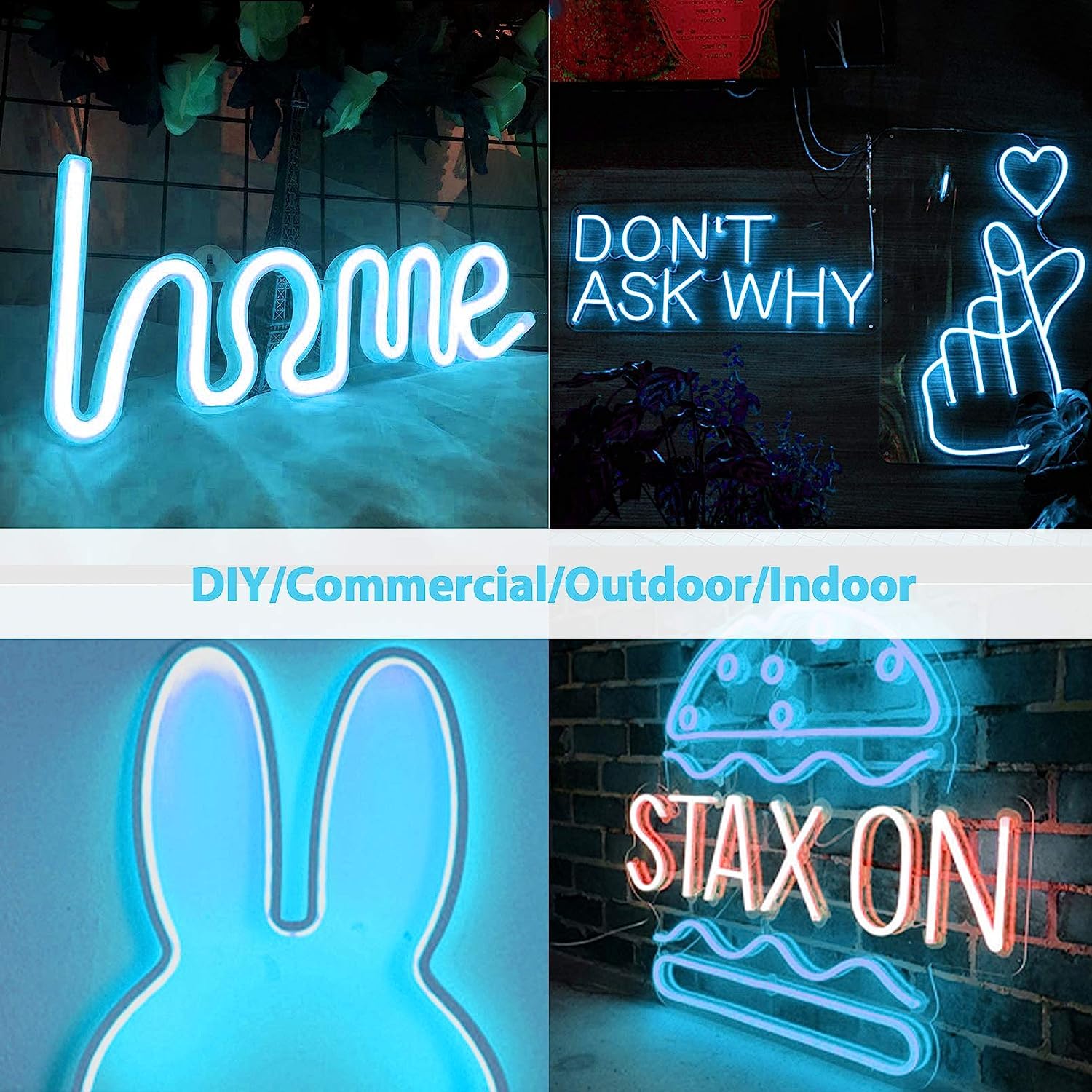 Waterproof Ice Blue LED Neon Strip Light - 5m