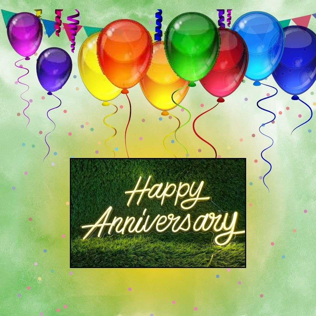 | Anniversary Neon Sign | LED Night Light | Bar Bedroom Decor | 12"x18" |