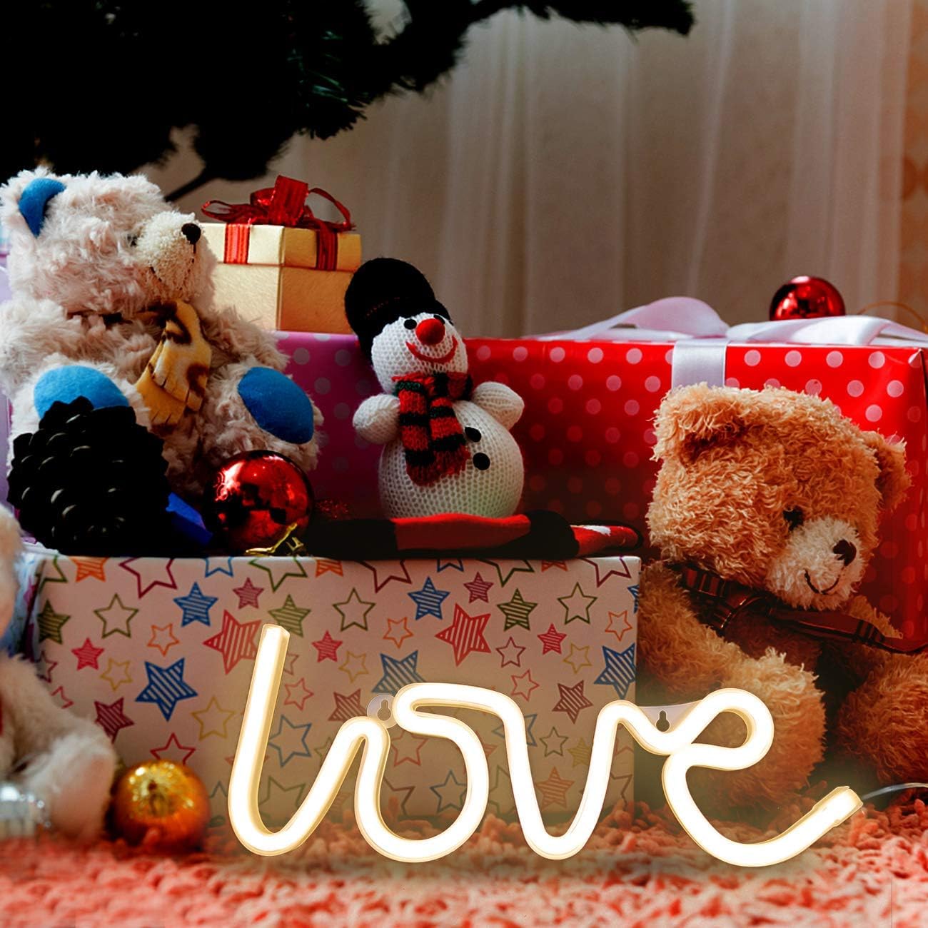 White LED Love Neon Night Light - Battery Powered - 3D Text - Wall Hanging - Birthday Gift