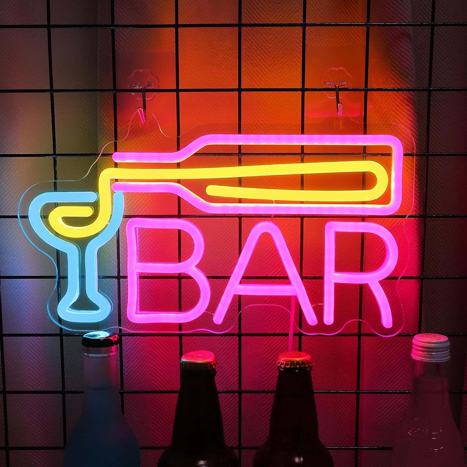 Neon-Style LED Bar Sign - Multi-Colored, 7.9x11.8 Inches