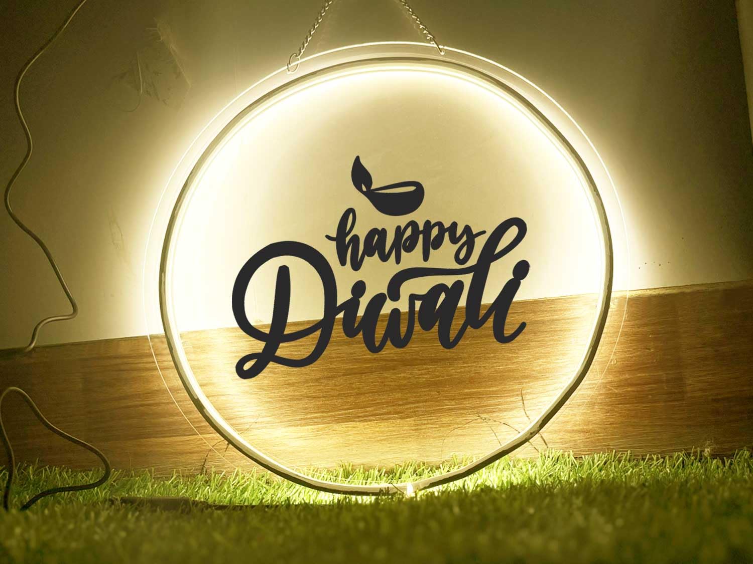 Festive Diwali LED Neon Ring Light (12x12 Inches)