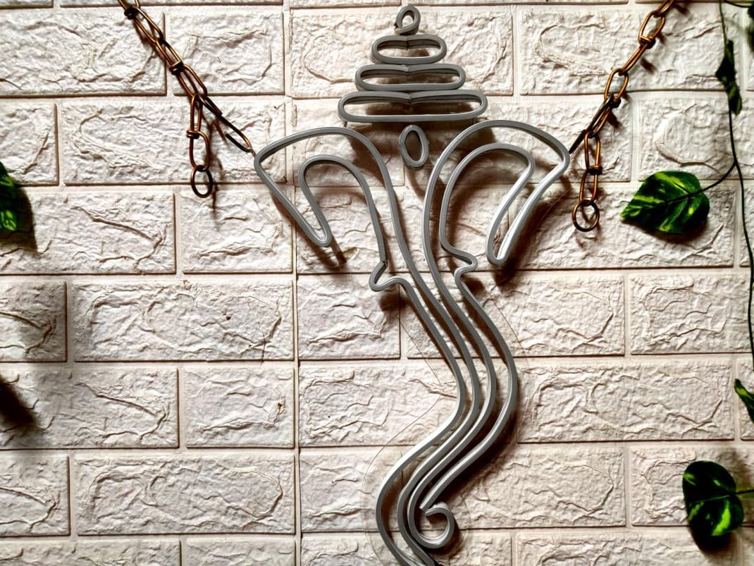 Yellow LED Neon Sign, Ganesha Design, 24x12 inch