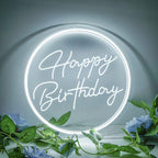 Cold White LED Happy Birthday Neon Sign - Party Decor for Kids Room, Living Room, Bar, Hotel