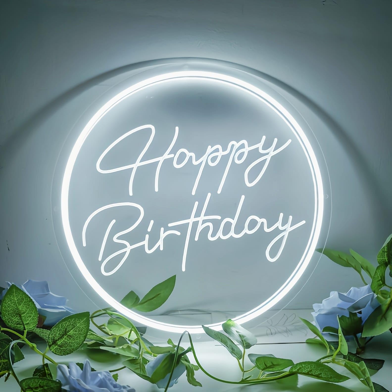 Cold White LED Happy Birthday Neon Sign - Party Decor for Kids Room, Living Room, Bar, Hotel