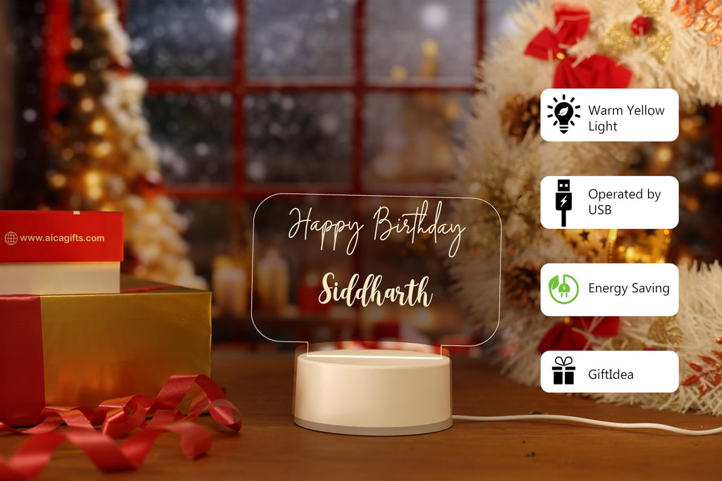 Custom LED Happy Birthday Acrylic Lamp | Personalized USB Night Light