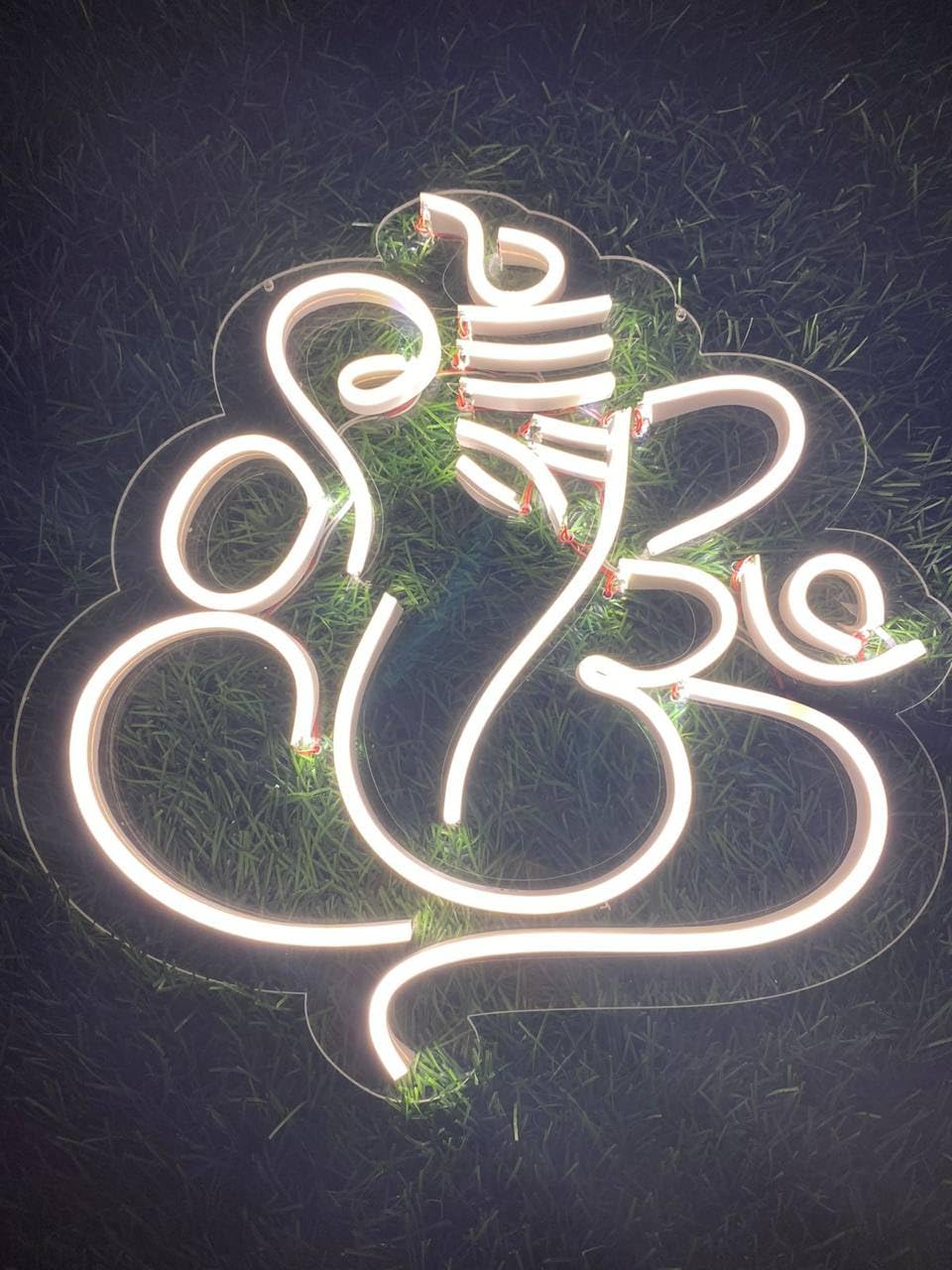 White LED Ganesh Neon Wall Sign, Art Light