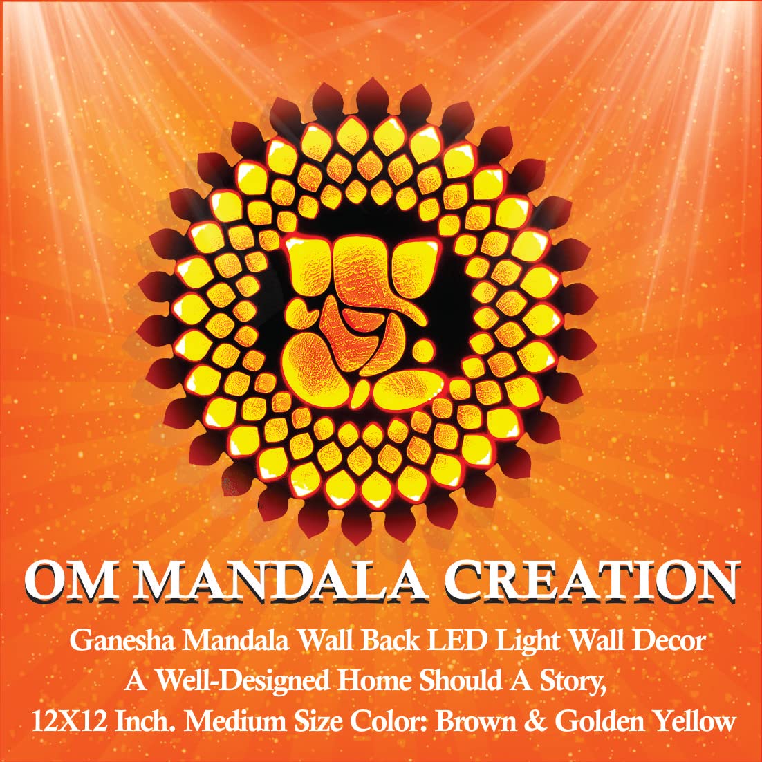 Small LED Mandala Wall Light - Handcrafted Decor for Home or Office (MDF)
