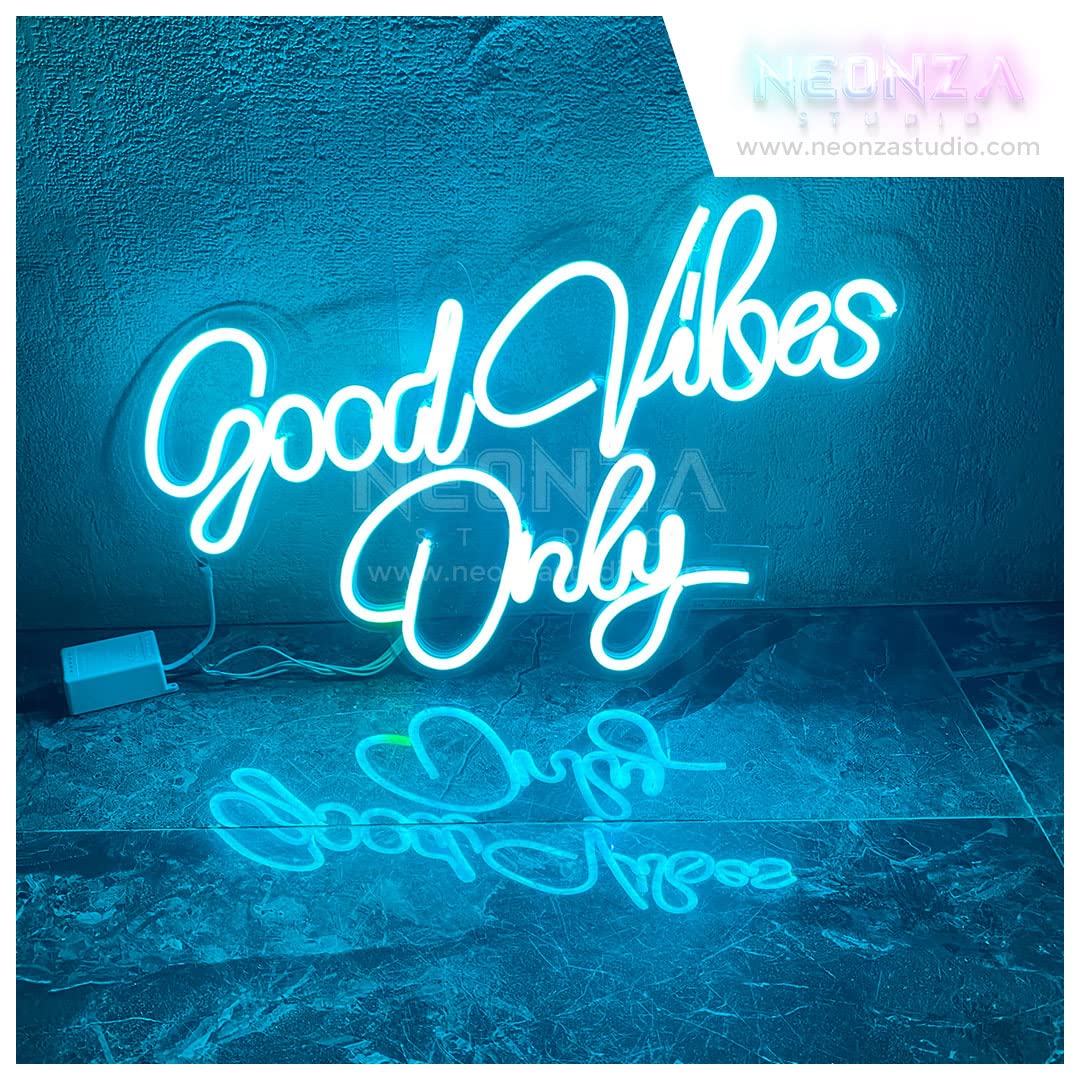 LED Love Neon Sign - Good Vibes Only, Blue