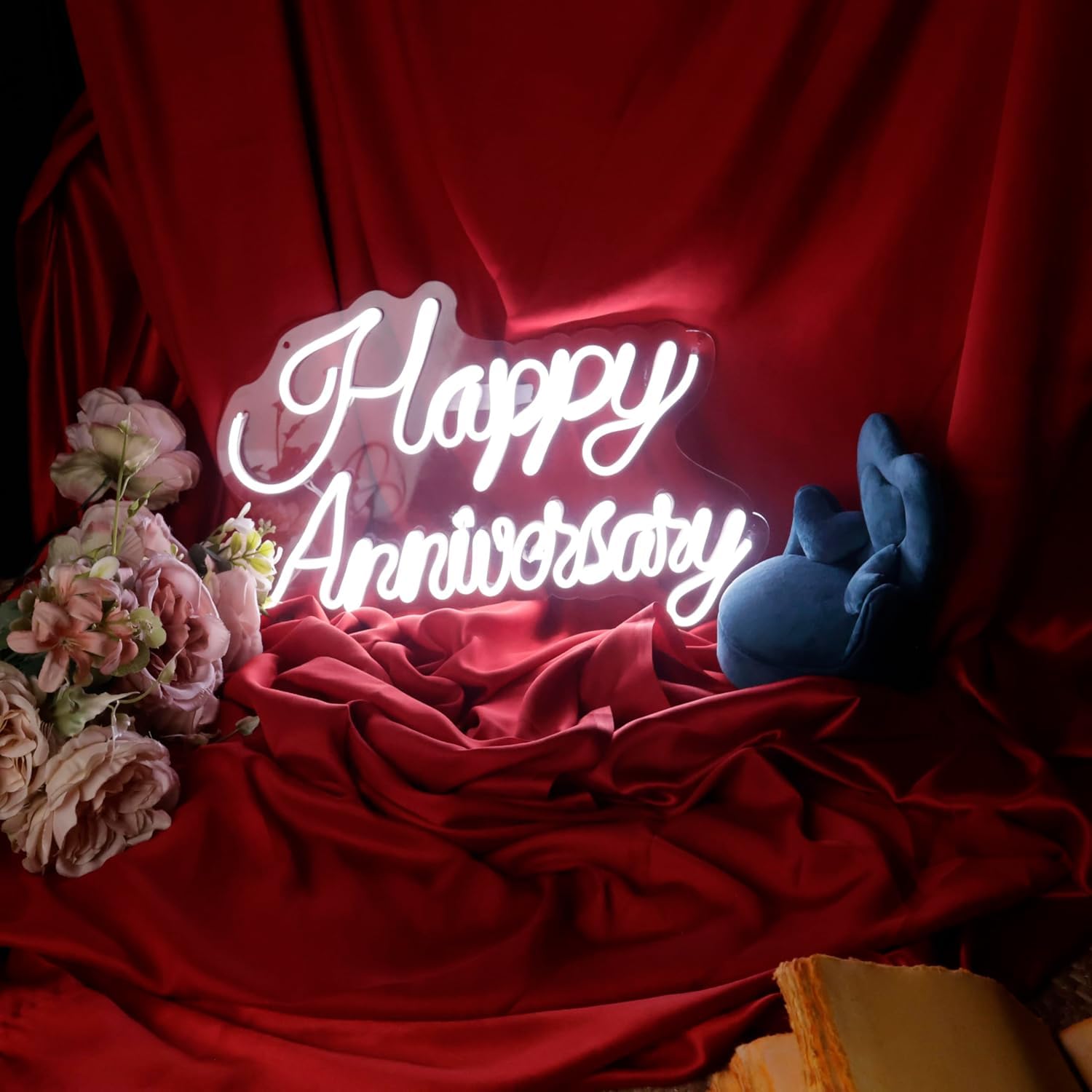 LED Anniversary Neon Light - 12" x 18" White - Wedding, Gifts, Wall Decor