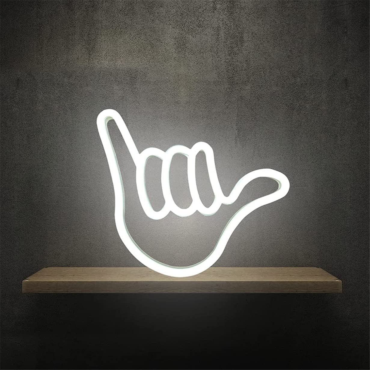 Finger Shape LED Neon Light - USB/Battery, Home Decor, Bedroom, Bar, Restaurant, Christmas, Birthday, Party, Gift - Wall Art Light - White